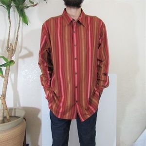 100% Silk Tommy Bahama Gold Threaded striped shirt